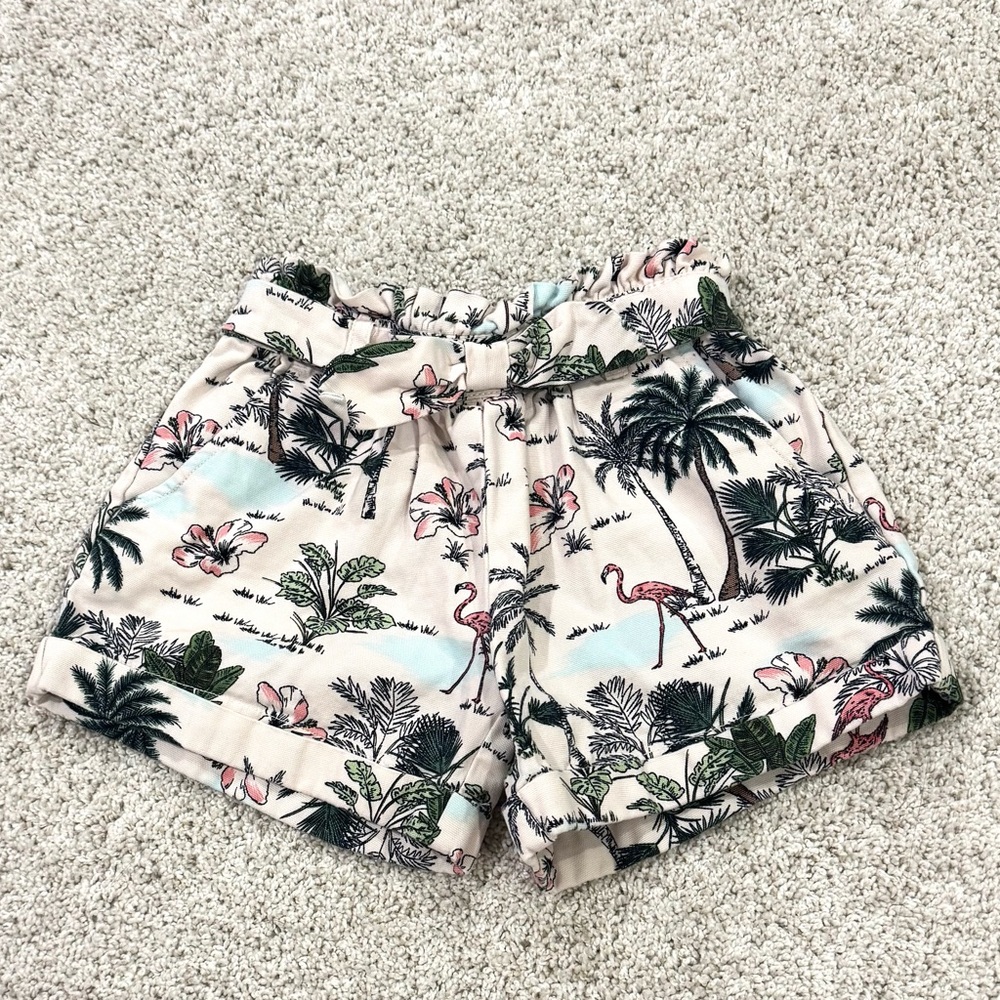 Janie and Jack Cream and Green Tropical Shorts